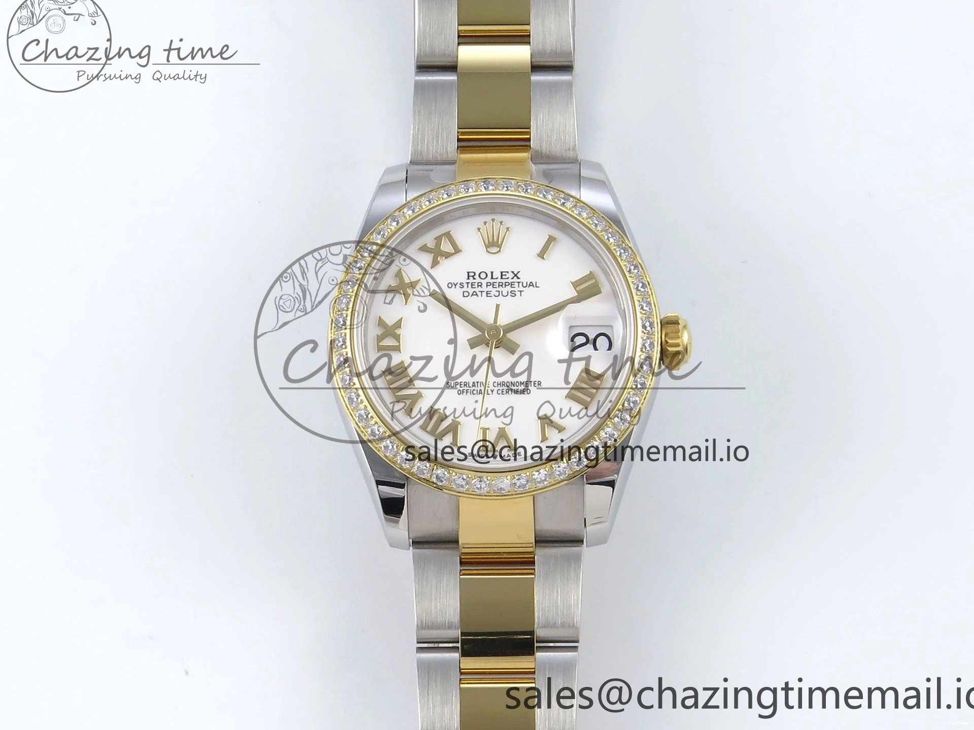 MiroTime 0317 DateJust 31 278383RBR ARF 1:1 Best Edition 904L Steel White Roman Dial Diamonds Bezel on SS YG Oyster Bracelet ETA Cozy 400